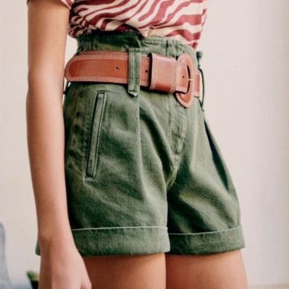 Sézane Rome shorts- vintage khaki, FR36. EUC.